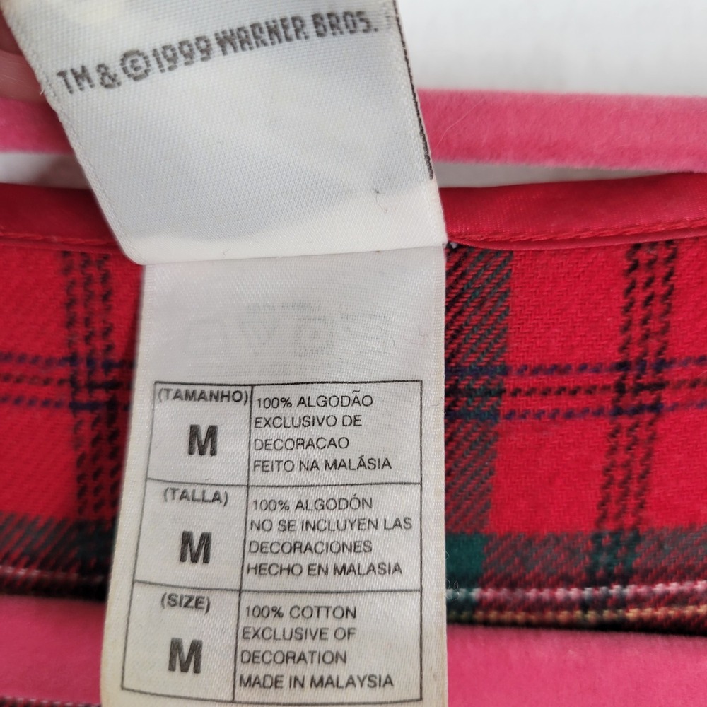 Vintage 1999 Warner Bros Looney Tweety  Flannel Plaid Sleep Pajama Dress‎ MED - Picture 7 of 7